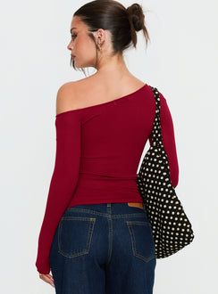 Kastor One Shoulder Long Sleeve Top Burgundy