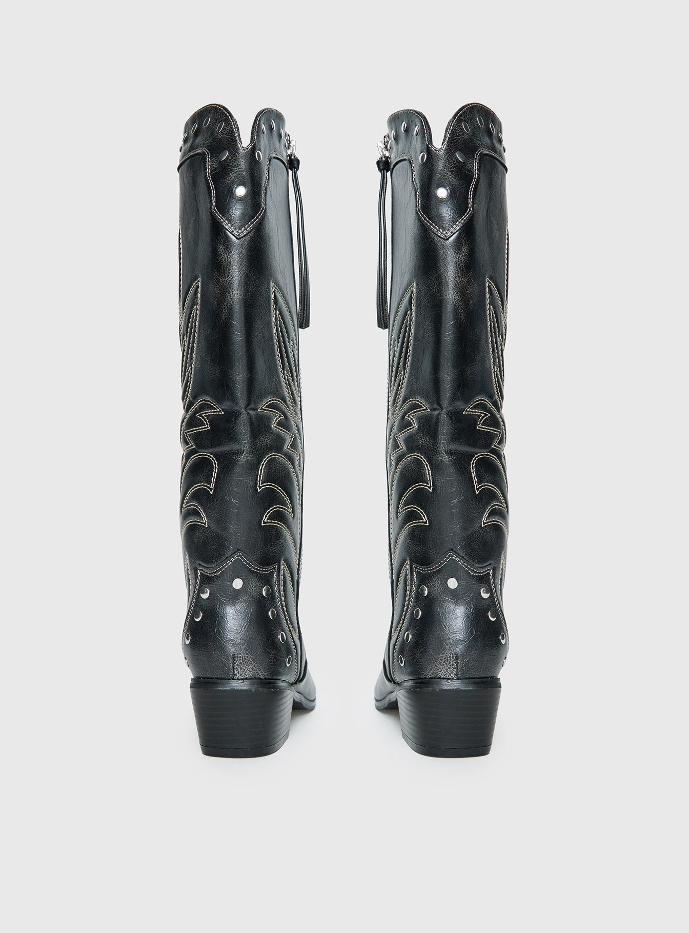 Austin Distressed Cowboy Boots Black