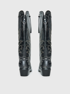 Austin Distressed Cowboy Boots Black