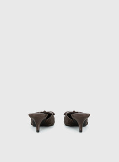 Unrivaled Pointed Toe Faux Suede Heels Chocolate