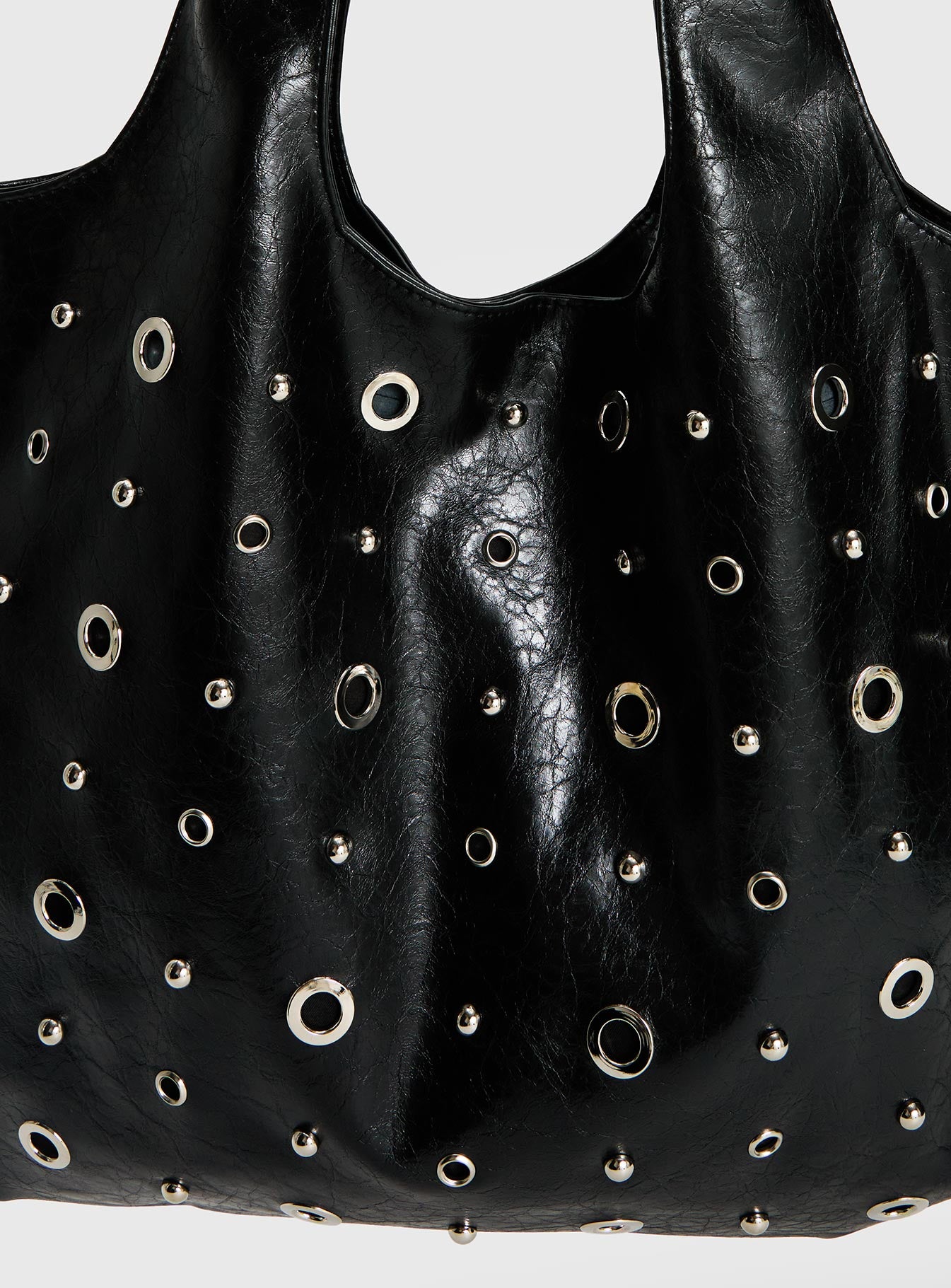 Find Your Love Eyelet Detail Shoulder Bag Black