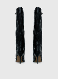 Creator Knee High Lace-Up Boots Black