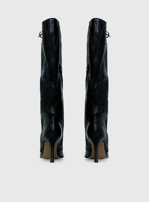 Creator Knee High Lace-Up Boots Black