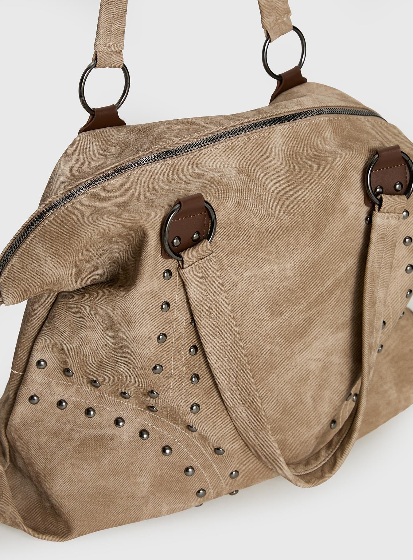 Brittin Stud Detail Shoulder Bag Beige