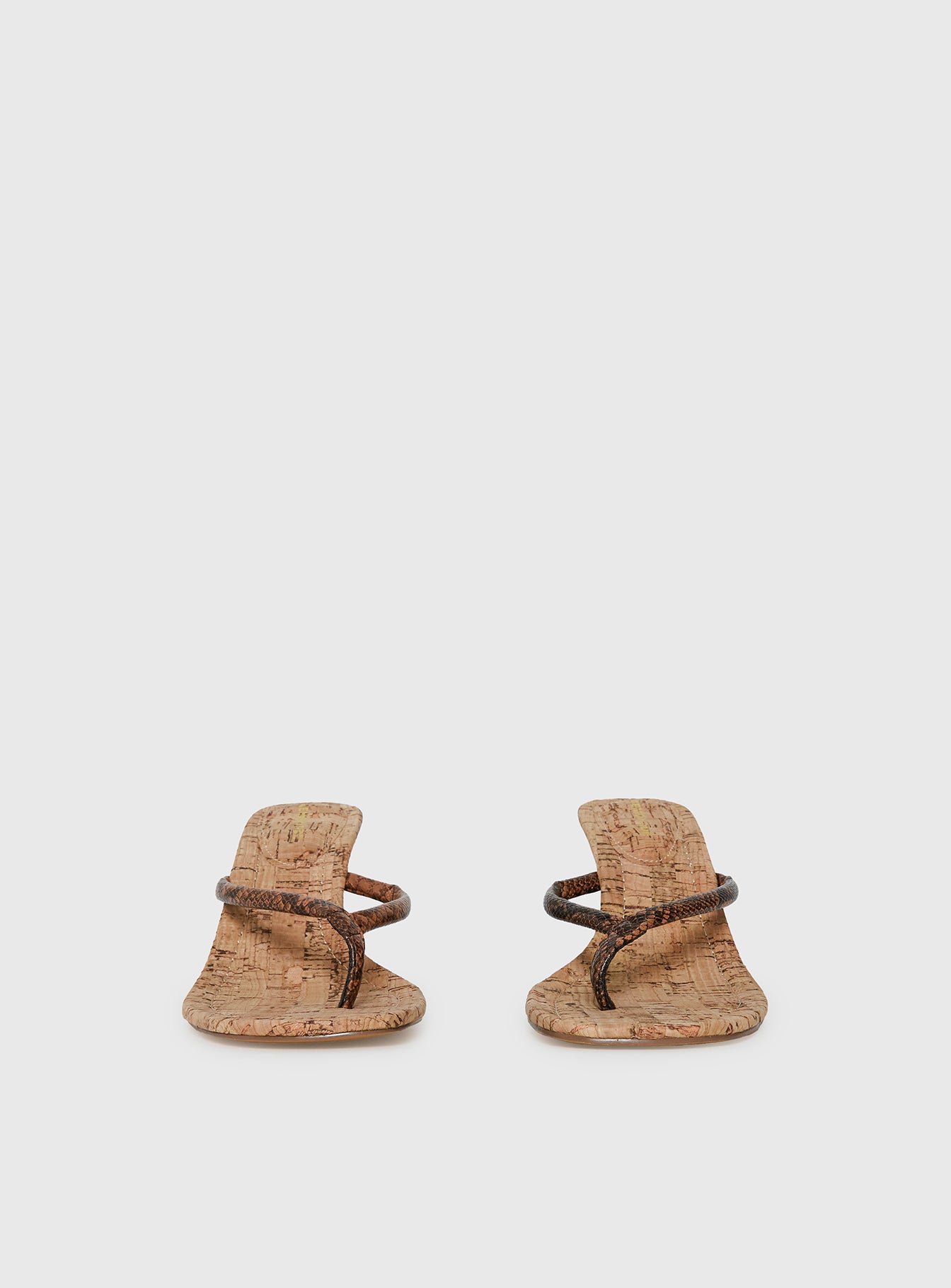 Fluke Cork Wedge Thong Heels Chocolate