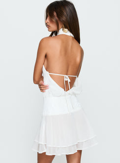 Zenayda Drop Waist Sequin Mini Dress White