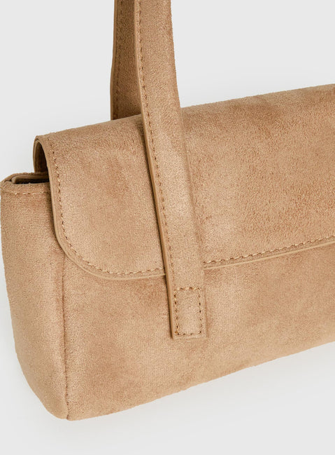 Klyne Faux Suede Shoulder Bag Tan