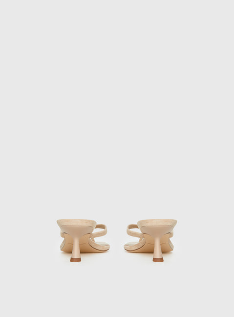 So Exclusive Faux Suede Thong Heels Tan