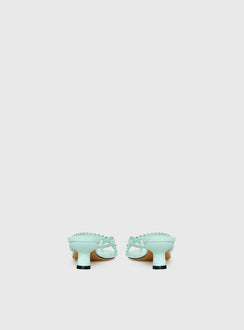 Little Italy Diamante Detail Thong Heels Aqua