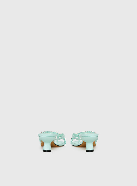 Little Italy Diamante Detail Thong Heels Aqua