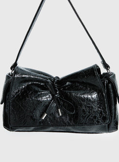 Lay Your Cards Bow Detail Shoulder Bag Black