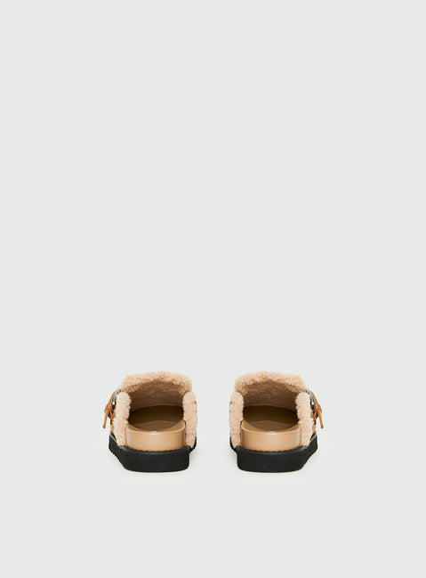 Raxton Faux Suede Clogs Brown