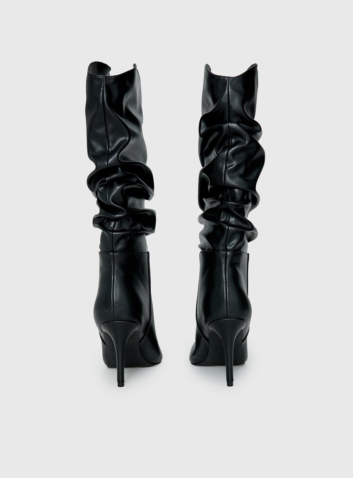 Pop Style Scrunched Pointed Toe Boots Black