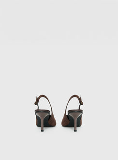 Tiptoe Slingback Heels Brown