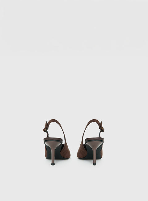 Tiptoe Slingback Heels Brown