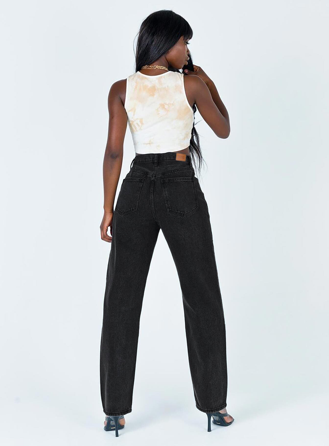 Holly Asymmetric Straight Leg Jean Black Denim