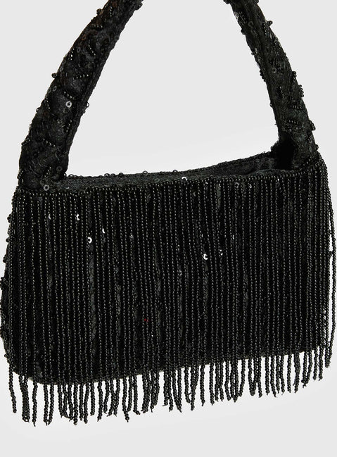Kiss Goodbye Beaded Tassel Bag Black