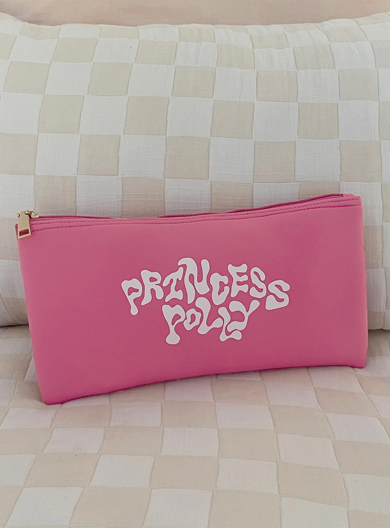 Princess Polly Pencil Case Squiggle Text Pink