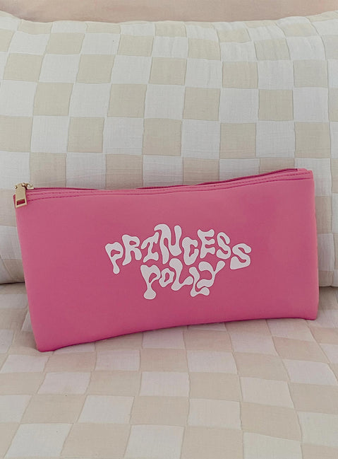 Princess Polly Pencil Case Squiggle Text Pink