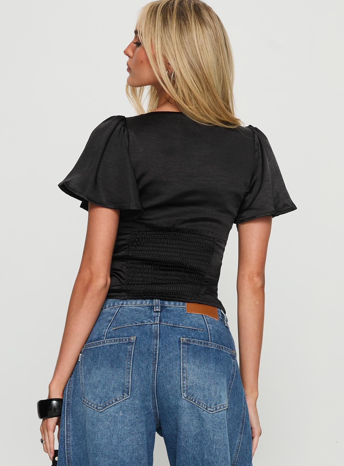 Sun Will Rise Tie Detail Top Black