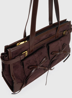 Beaming Bow Detail Shoulder Bag Brown