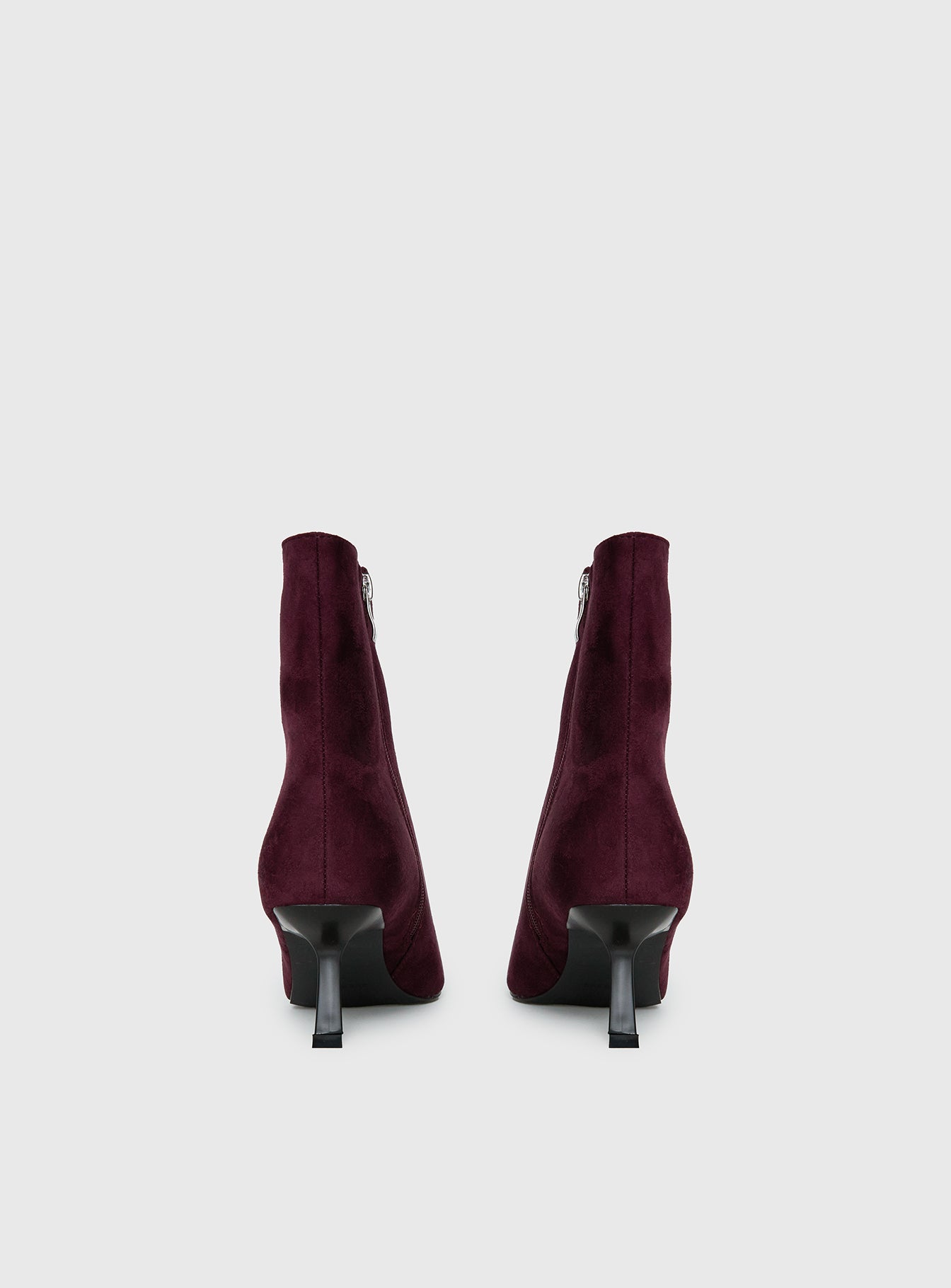 Serene Faux Suede Pointed Toe Ankle Boots Burgundy