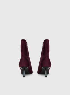 Serene Faux Suede Pointed Toe Ankle Boots Burgundy