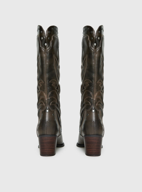 Billini Damica Cowboy Boots Washed Brown