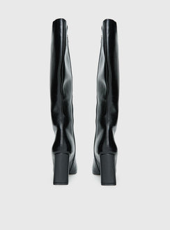 Sawyer Knee High Boots Black Crinkle