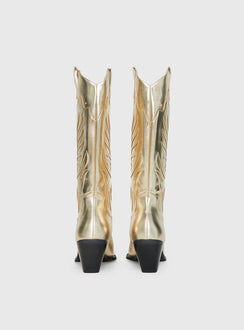 Billini Everlyn Cowboys Boots Gold Metallic