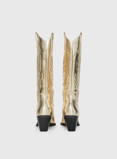 Billini Everlyn Cowboys Boots Gold Metallic