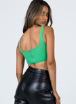 product Princess Polly Sleeveless Square Neck  Kaeshia Rib Bustier Green Lower Impact