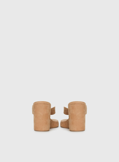 Kamiko Wedged Heels Tan Faux Suede