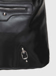 Faux leather shoulder bag Silver-toned hardware, adjustable shoulder strap, zip fastening, internal zip & slip pockets, flat base, external zip pocket