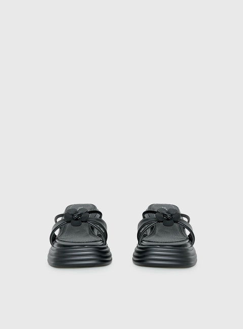 Therapy Flaunt Platform Flower Detail Sandals Black