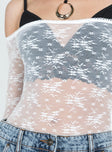 Bodysuit Sheer mesh material  Off the shoulder design High cut leg  Cheeky style bottom  Press clip fastening 