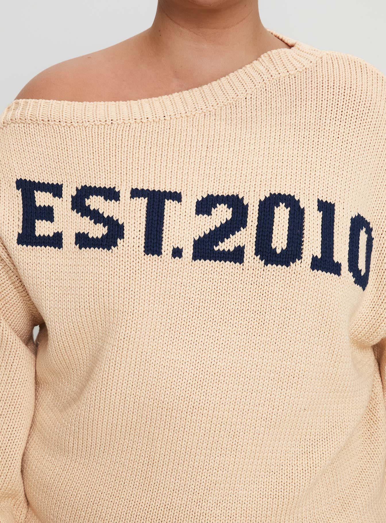 product Princess Polly Jadynn Off Shoulder Knit Sweater Cream Curve 