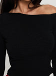 product Princess Polly Malian Long Sleeve Top Black Full Sleeves Asymmetric Neckline 