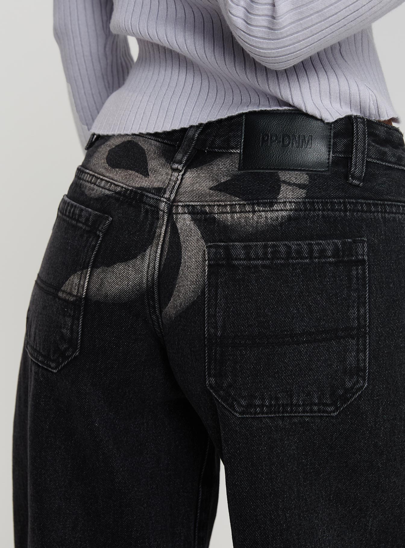 パンツ Andmary Ribbon denim allinone black S Ribbon Stamp Wide Leg Jeans Washed Black | Princess Polly