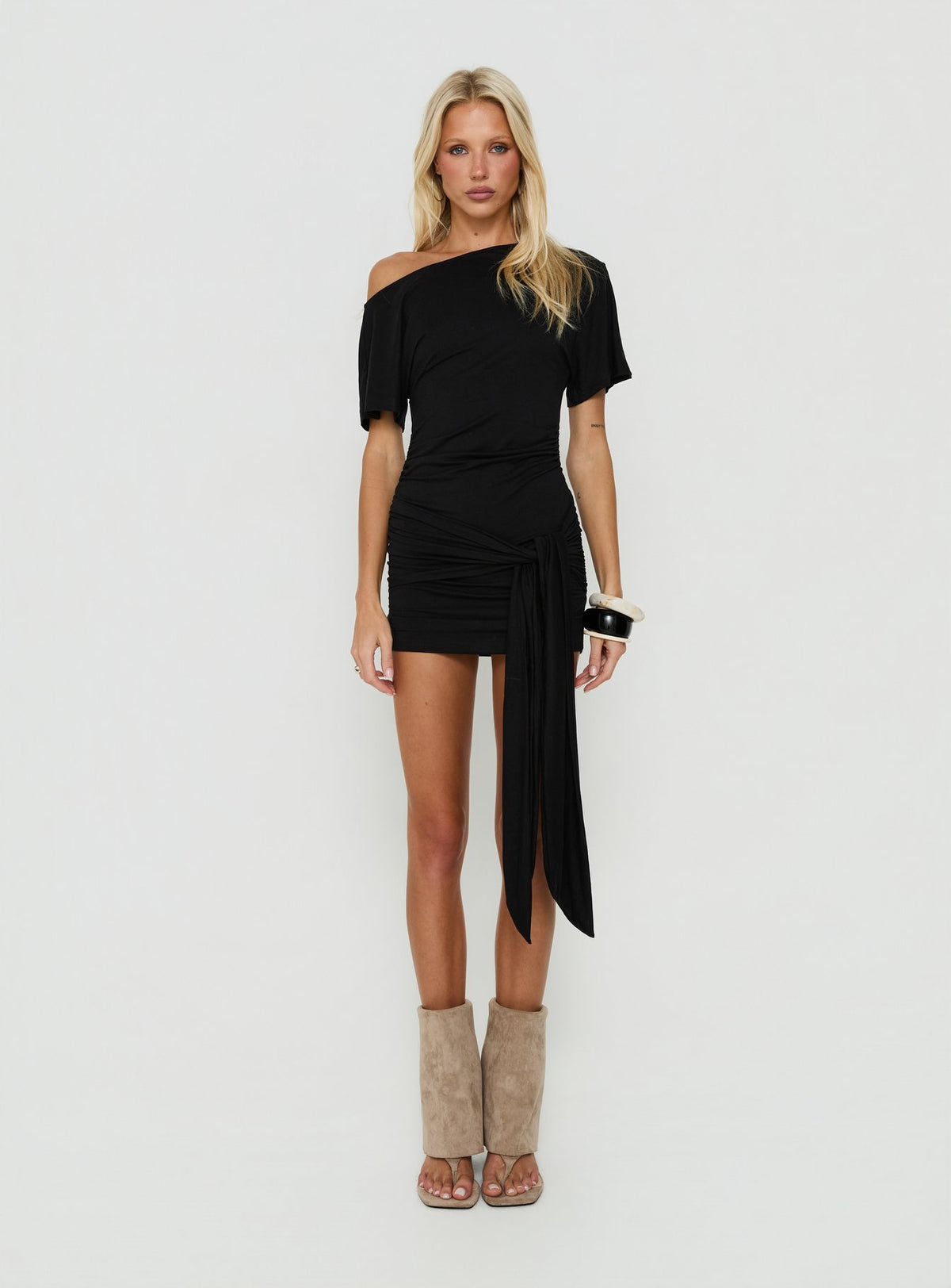 Eastside Girls Off Shoulder Cinched Mini Dress Black