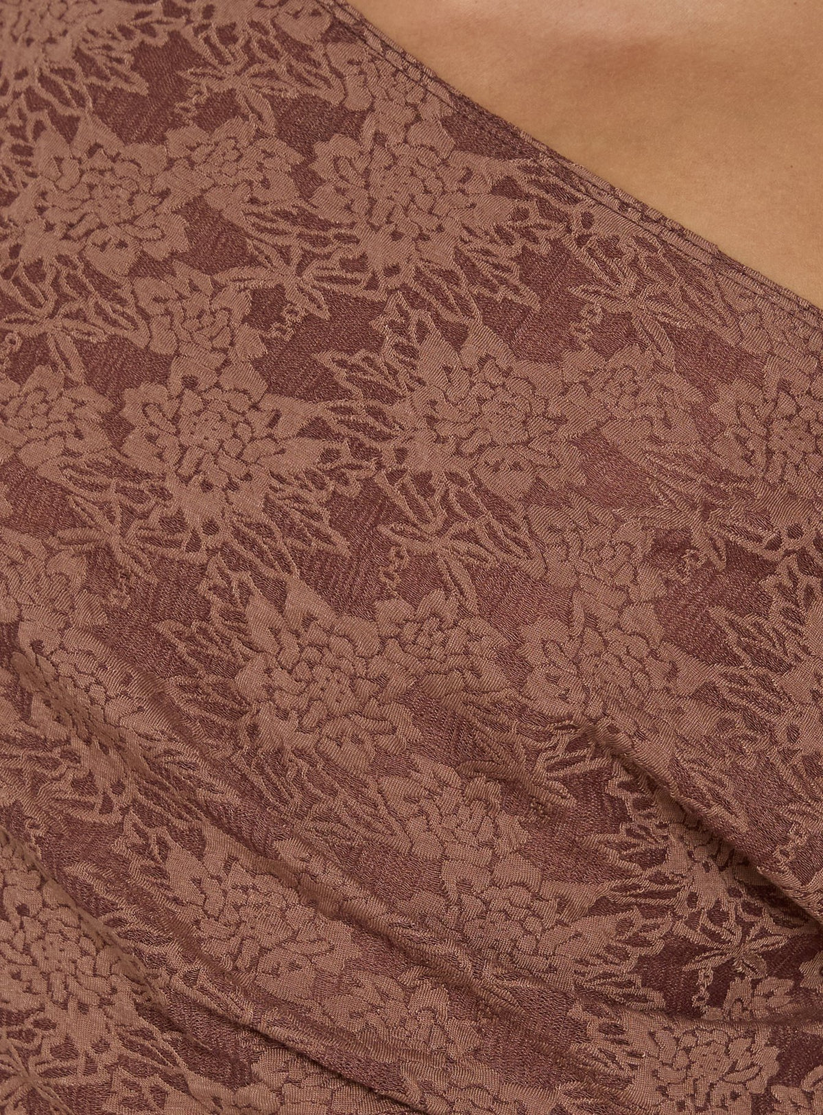 Orvielle Lace Off Shoulder Top Brown