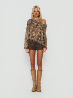 Haislee Chiffon Slouchy Long Sleeve Top Paisley