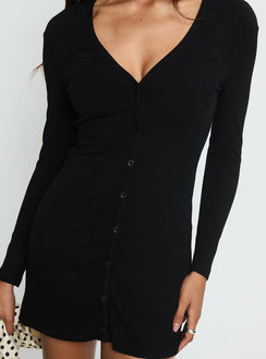 Tereza Long Sleeve Jersey Mini Dress Black