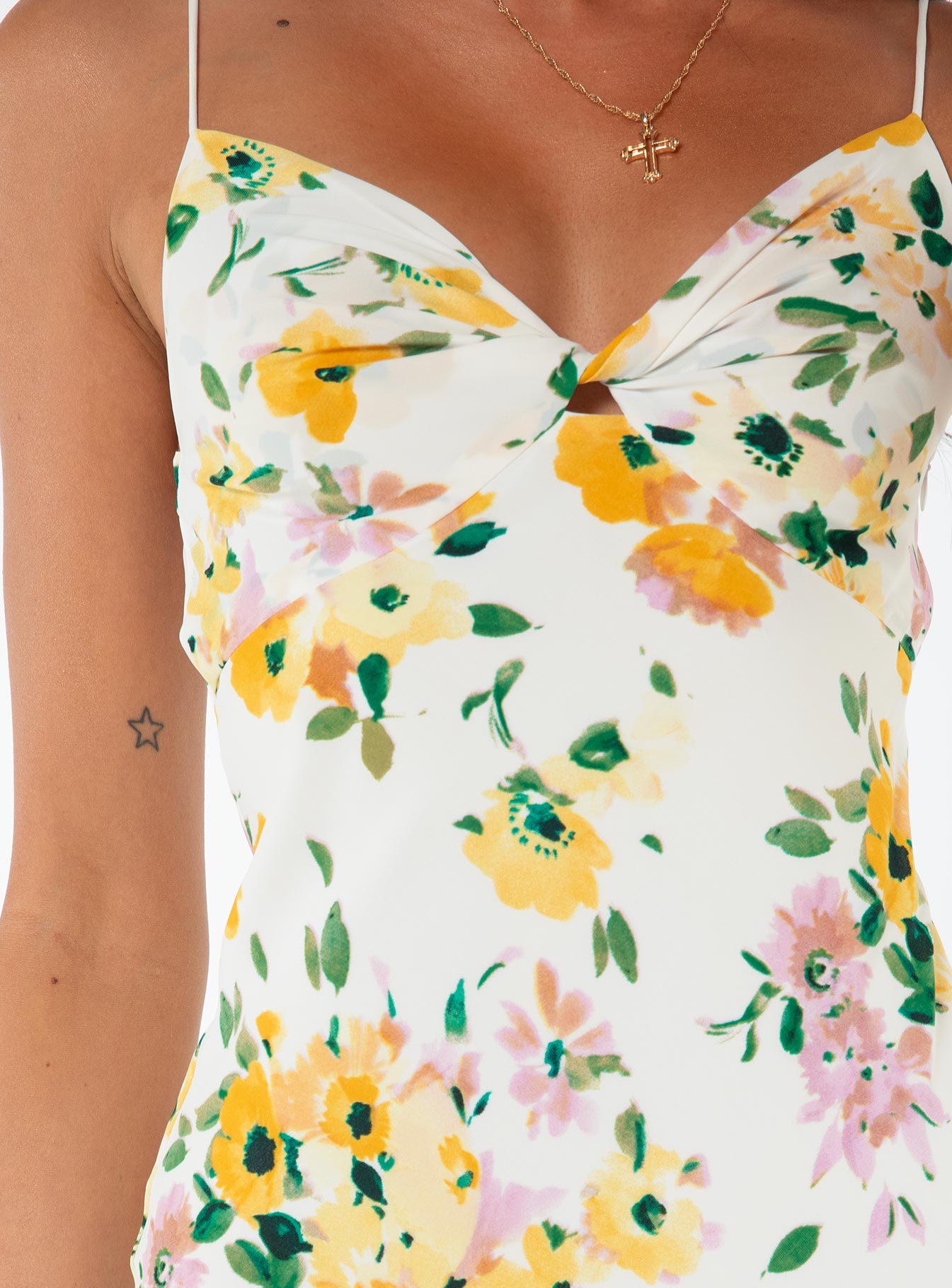 product Princess Polly Sweetheart Neckline  Marilyn Mini Dress Yellow Floral / Multi