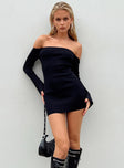 product Princess Polly Parisa Long Sleeve Mini Dress Black Tall Straight Neck 