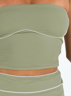 Matching set Piping detail Tube top Mini skirt High rise