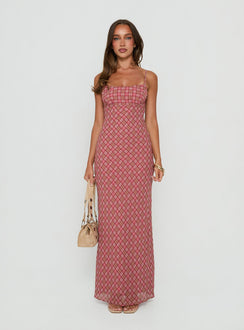 Avienna Maxi Dress Pink Check