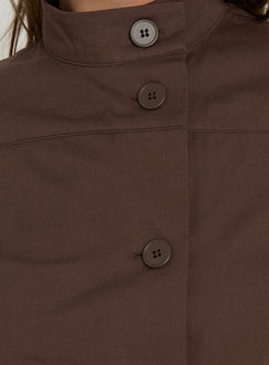 Big Moves Funnel Neck Asymmetrical Top Brown
