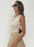 Top Tank style Ruched side Good stretch Unlined 