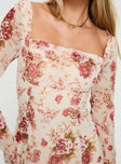 Princess Polly Square Neck  Valentin Long Sleeve Mini Dress Floral
